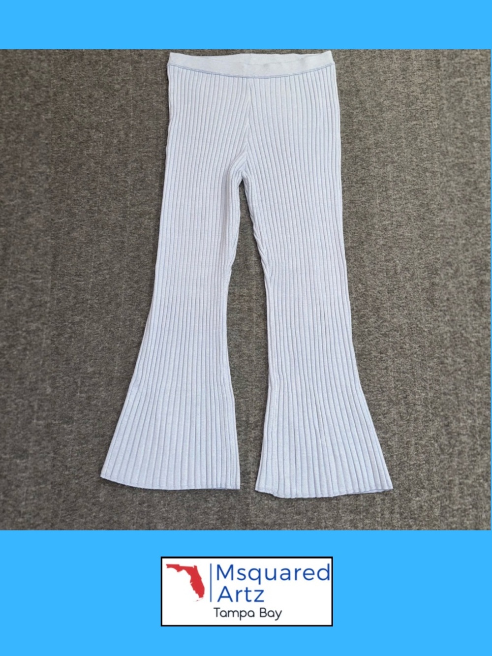 Aerie Women’s XL Light Blue Ribbed Knit Flare Pants Pull On Stretch Lounge